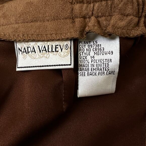Napa Valley Midi Skirt Womens 14 Brown Faux Suede A Line Back Zip Western Y2K - Picture 5 of 7